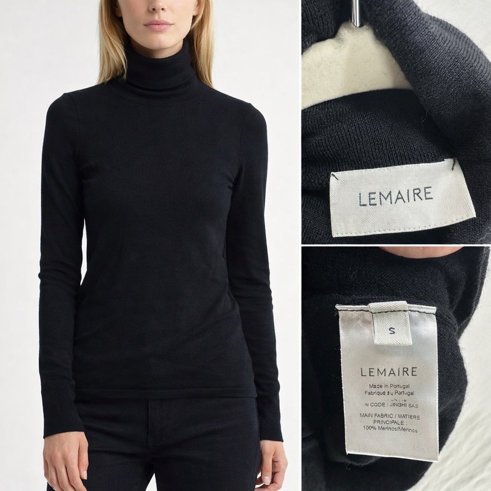 Lemaire Turtleneck Sweater‎ Black Merino Wool Lightweight Portugal Size S